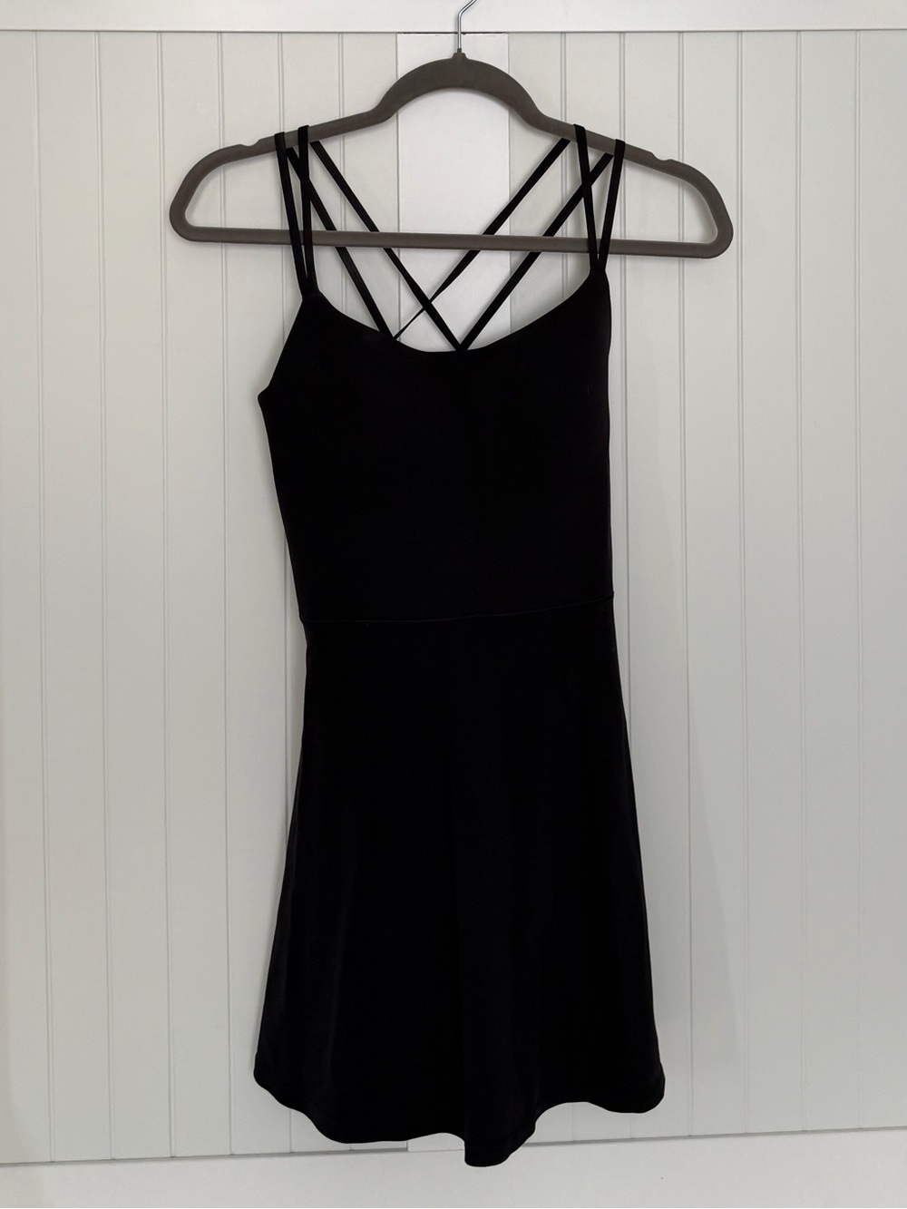 Black Strappy Athletic Dress - Aerie Offline Mini Dress with Shorts